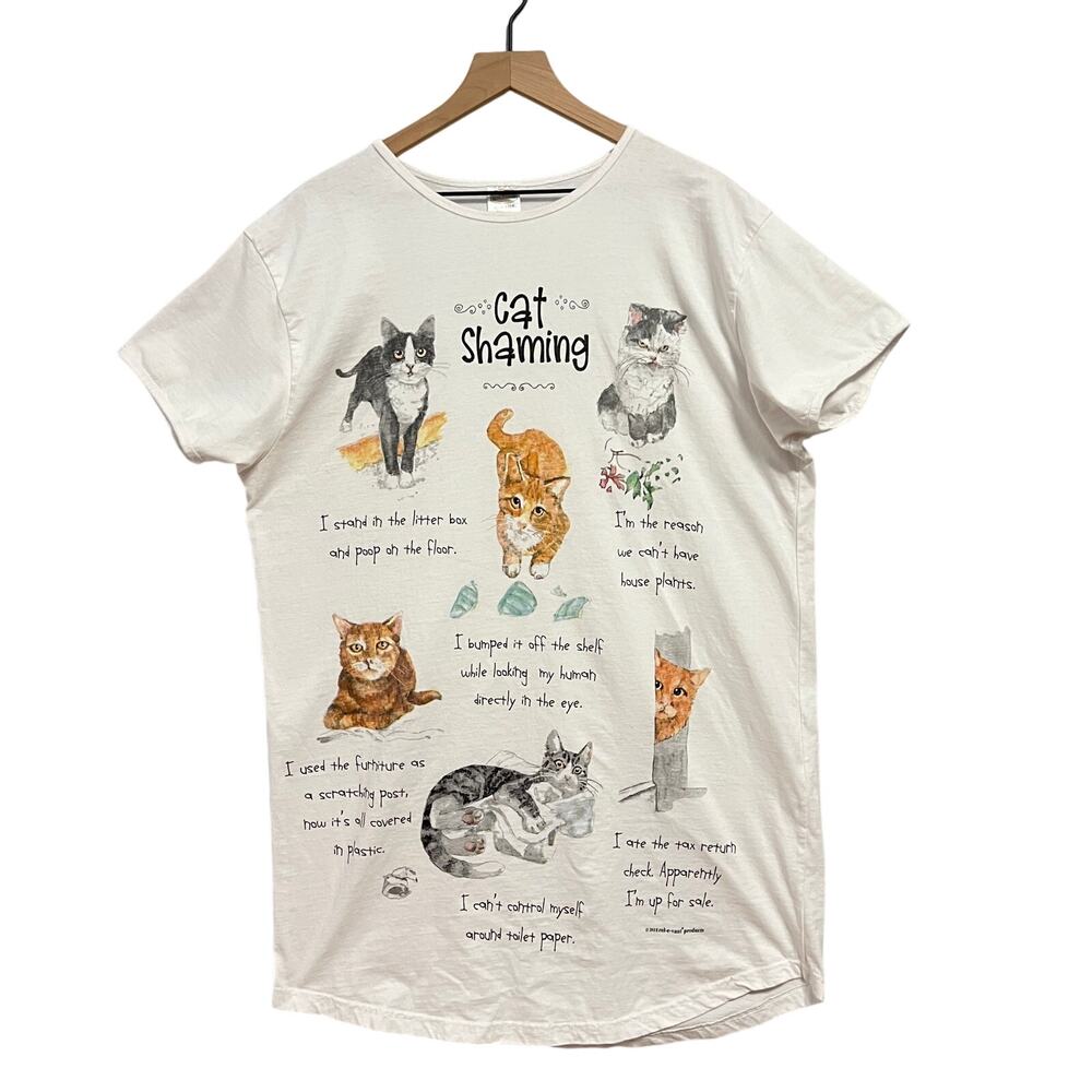Cat Shaming Oversized T-Shirt Mischievous Cats Graphic One Size